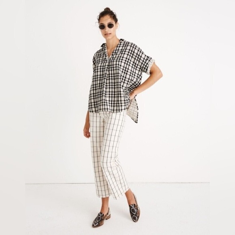 madewell oversized courier button back shirt in double faced plaid - Picture 2 of 11